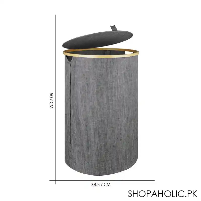 AJF Wooden Laundry Hamper/Basket with Lid, Bathroom Tall Laundry Bin, 23.6in (H) x 15.2in (W) x 12.8in (D), Grey, AY-6 - Image 2
