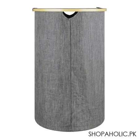AJF Wooden Laundry Hamper/Basket with Lid, Bathroom Tall Laundry Bin, 23.6in (H) x 15.2in (W) x 12.8in (D), Grey, AY-6 - Main Image