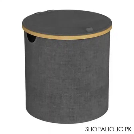 AJF Wooden Laundry Hamper/Basket with Lid, Bathroom Tall Laundry Bin, 23.6in (H) x 15.2in (W) x 12.8in (D), Grey, AY-6 - Image 3