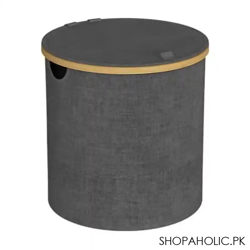 AJF Wooden Laundry Hamper/Basket with Lid, Bathroom Tall Laundry Bin, 23.6in (H) x 15.2in (W) x 12.8in (D), Grey, AY-6 - Image 3