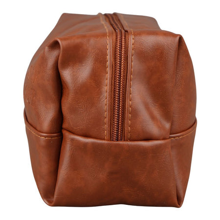 AJF Vintage Large Capacity Leather Toiletry Bag With Hook, Brown, BA-03 - Image 2