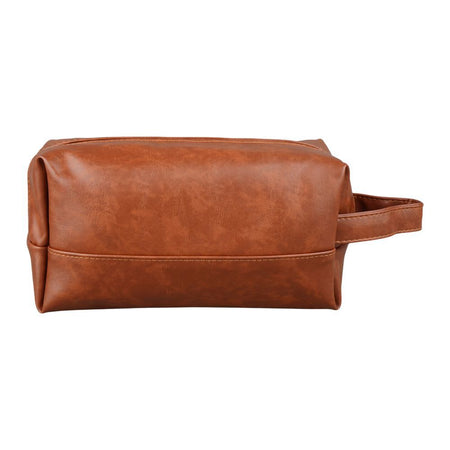 AJF Vintage Large Capacity Leather Toiletry Bag With Hook, Brown, BA-03 - Image 3