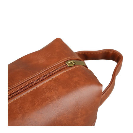 AJF Vintage Large Capacity Leather Toiletry Bag With Hook, Brown, BA-03 - Image 4