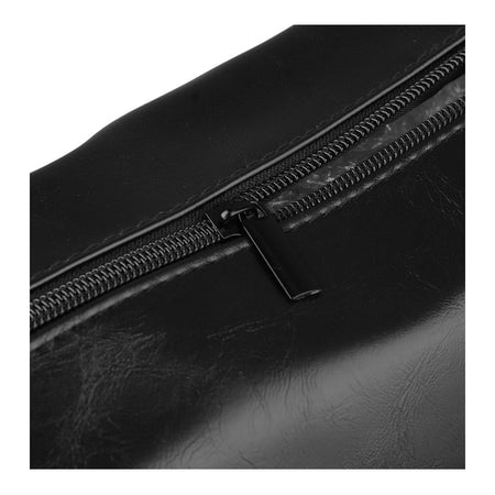 AJF Vintage Large Capacity Leather Toiletry Bag With Hook, Black, BA-03 - Image 5