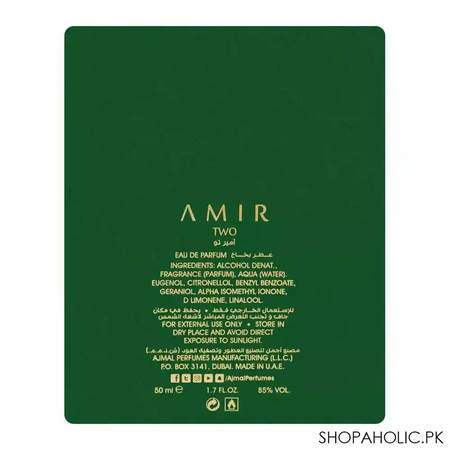 ajmal amir two eau de parfum, for men & women, 50ml image2