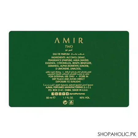 ajmal amir two eau de parfum, for men & women, 50ml image3