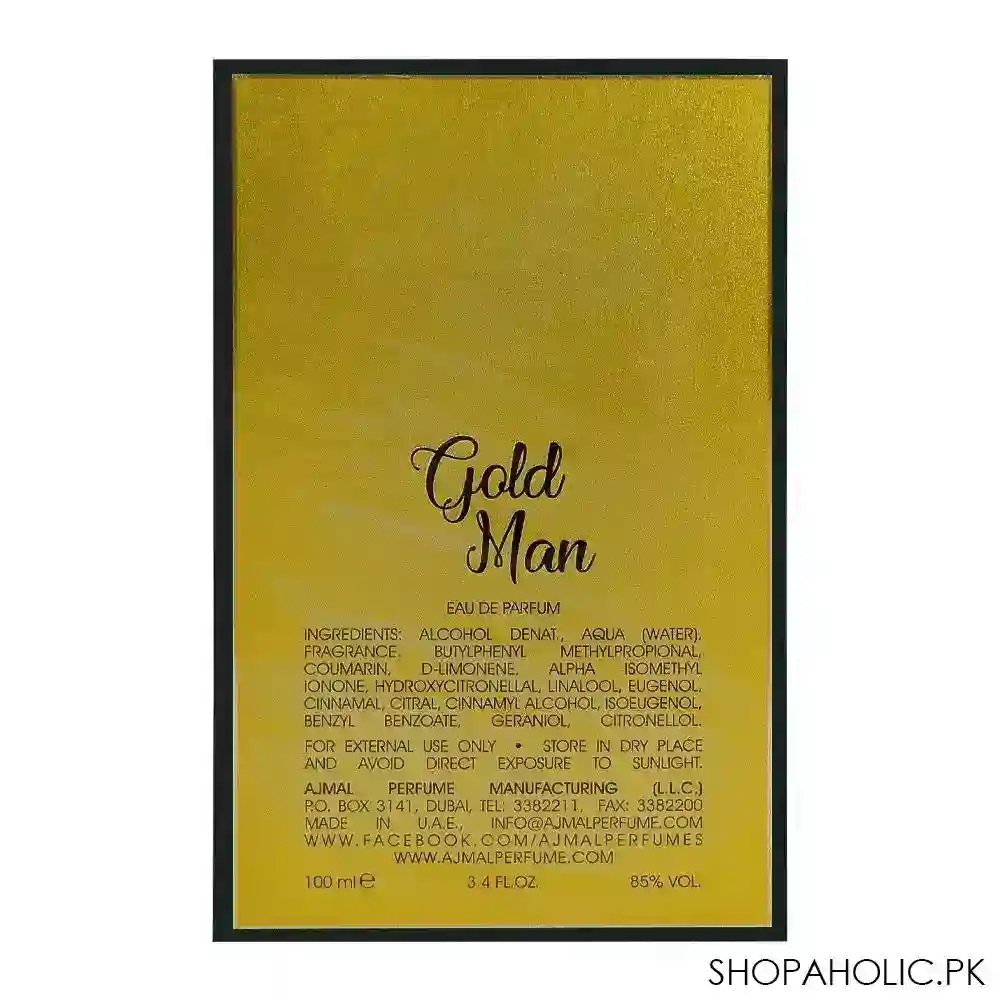 ajmal gold man eau de parfum, for men, 100ml image2