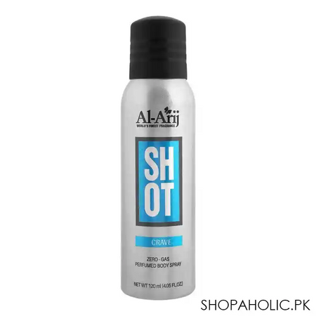 al arij shot crave zero gas perfumed body spray, 120ml main image