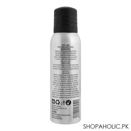al arij shot escape zero gas perfumed body spray, 120ml image2