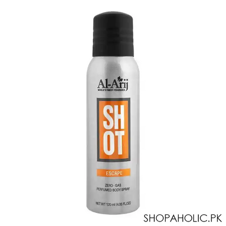 al arij shot escape zero gas perfumed body spray, 120ml main image