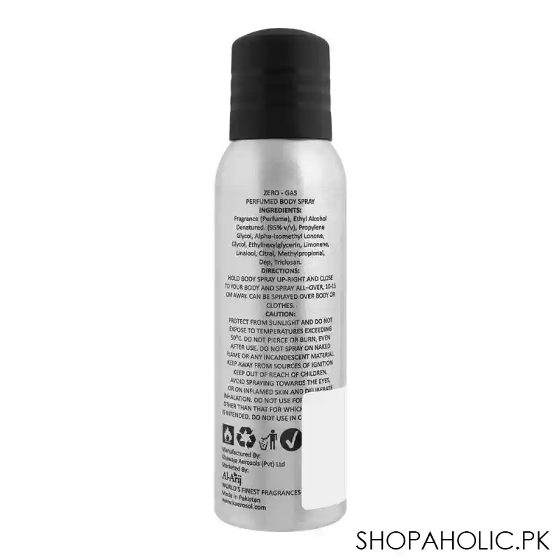al arij shot grace zero gas perfumed body spray, 120ml image2