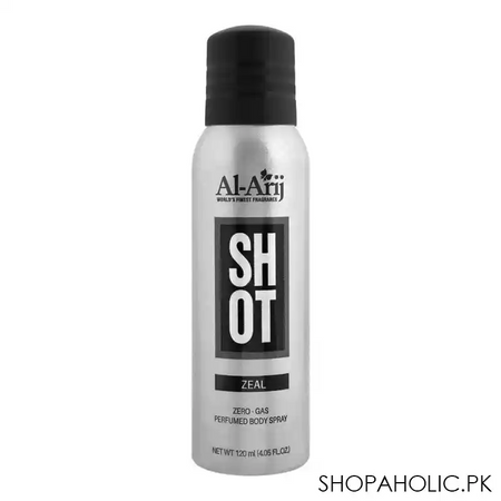 al arij shot zeal zero gas perfumed body spray, 120ml main image