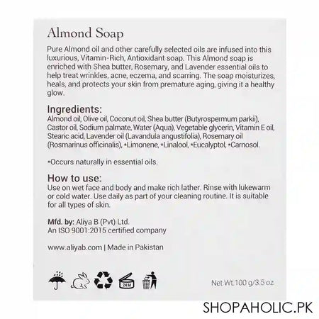 Aliya B Spa Shop Almond Soap, 100g - Image 3