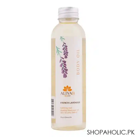 aliya b spa shop french lavender calming and healing massage body oil, handmade, 150ml main image