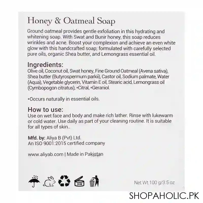Aliya B Spa Shop Honey And Oatmeal Soap, 100g - Image 4