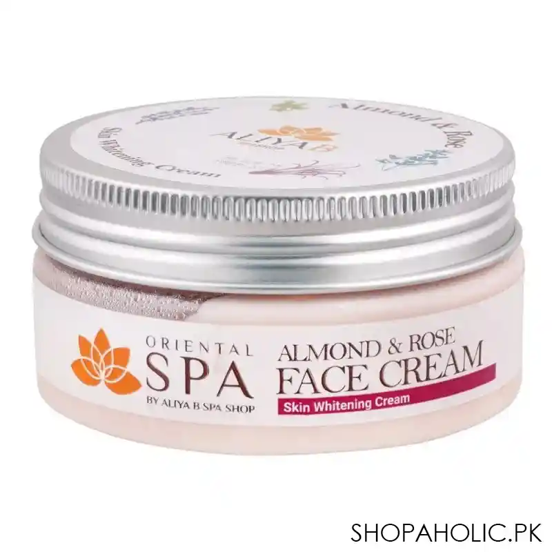 aliya b spa shop oriental spa almond & rose skin whitening face cream, skin whitening cream, 80ml main image