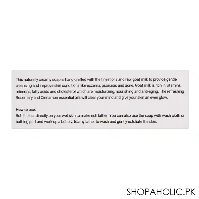 Aliya B Spa Shop Oriental Spa Goat Milk With Rosemary And Cinnamon Soap, Skin Renewing Natural Handmade Soap, 125g - Image 2