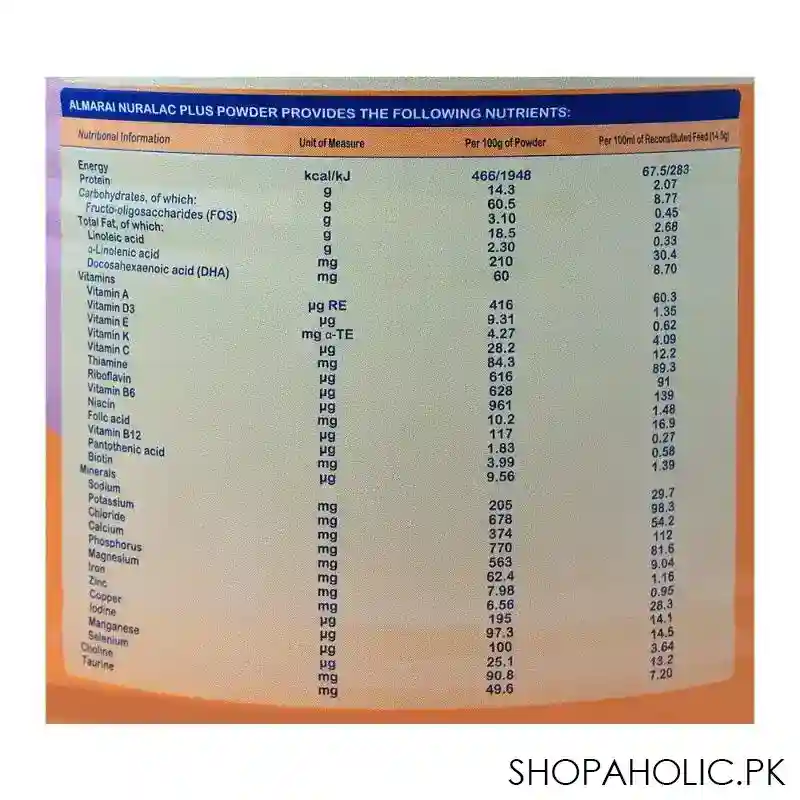 almarai nuralac plus, stage 3, growing up formula, 400g image4
