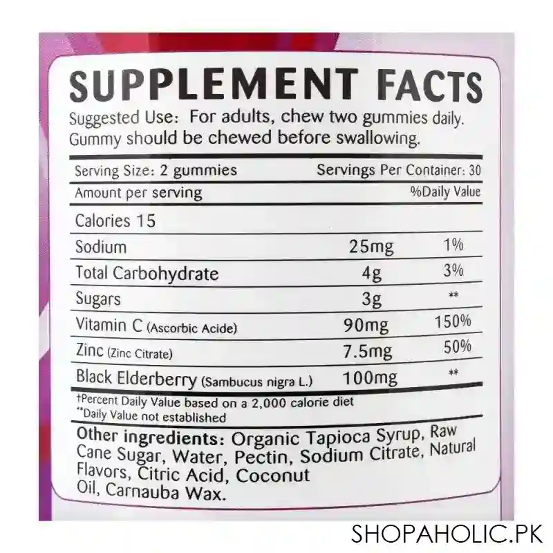 amerix antioxidant elderberry, with vitamin c & zinc, dietary supplement, 60 adult gummy vitamins image5