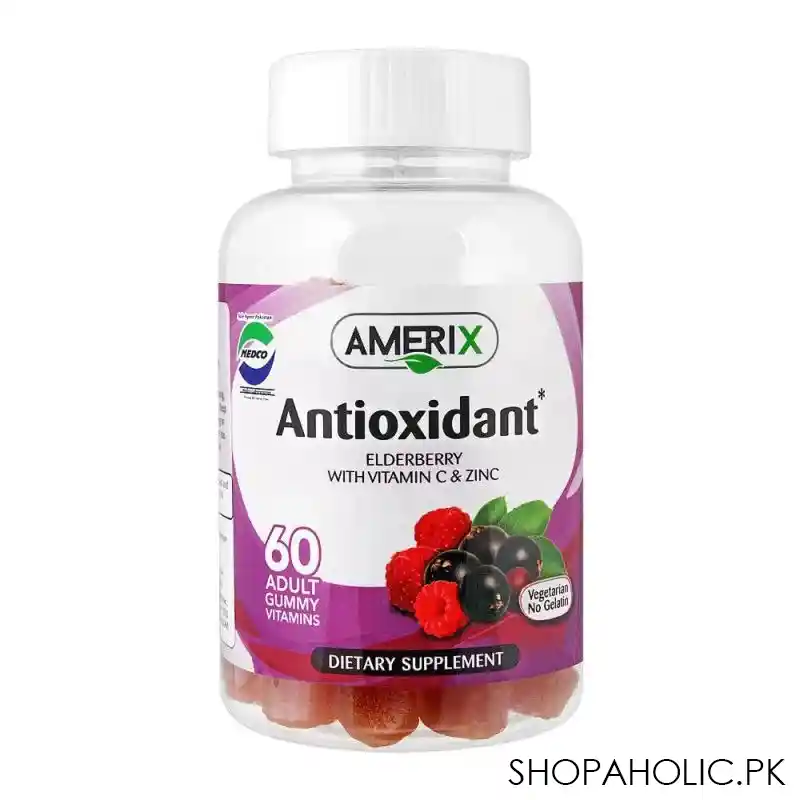amerix antioxidant elderberry, with vitamin c & zinc, dietary supplement, 60 adult gummy vitamins main image
