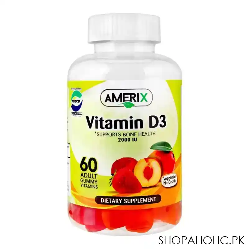 Buy Amerix Vitamin D3 2000IU, 60 Adult Gummy Vitamins – Shopaholic.pk