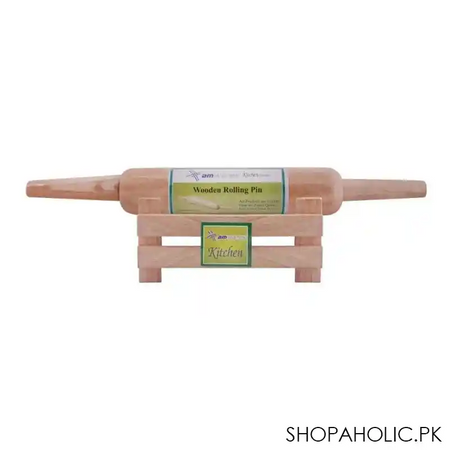 amwares mango wood pin roller with stand, white, 006007 main image