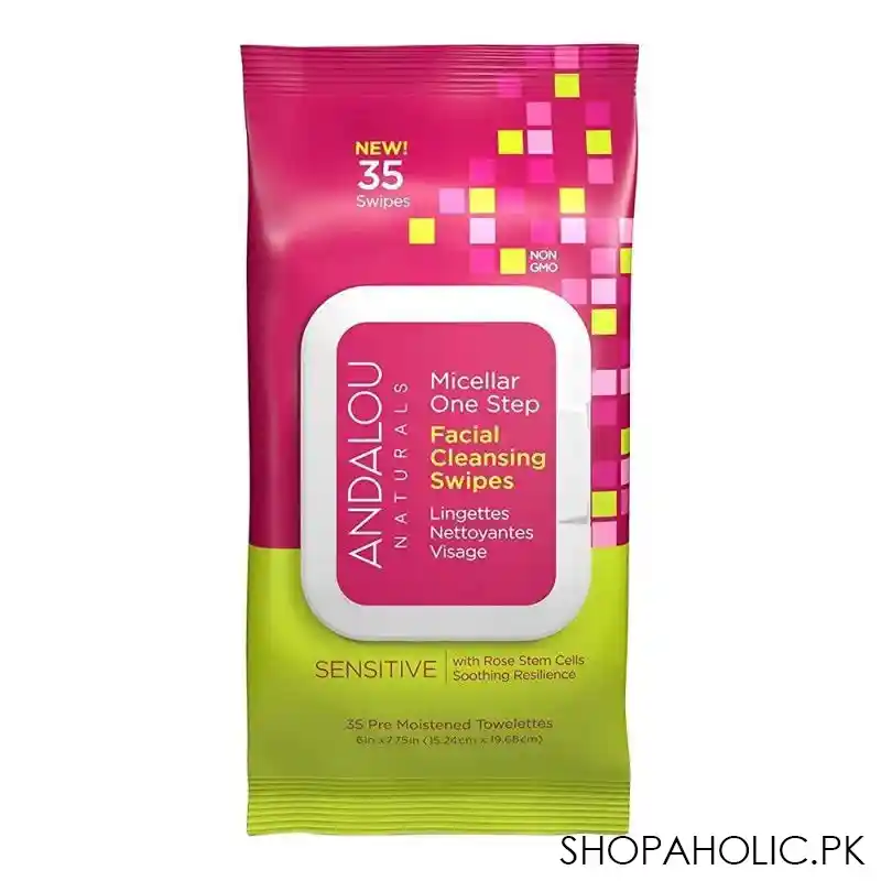 andalou sensitive micellar one step facial wipes, 35 pack main image
