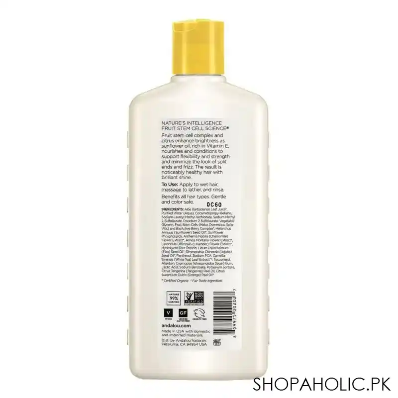 andalou sunflower & citrus brilliant shine shampoo, 340ml image2
