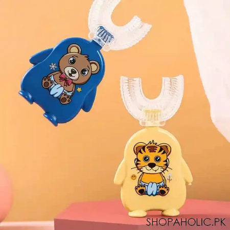 animal pattern kids u shaped silicon toothbrush image3