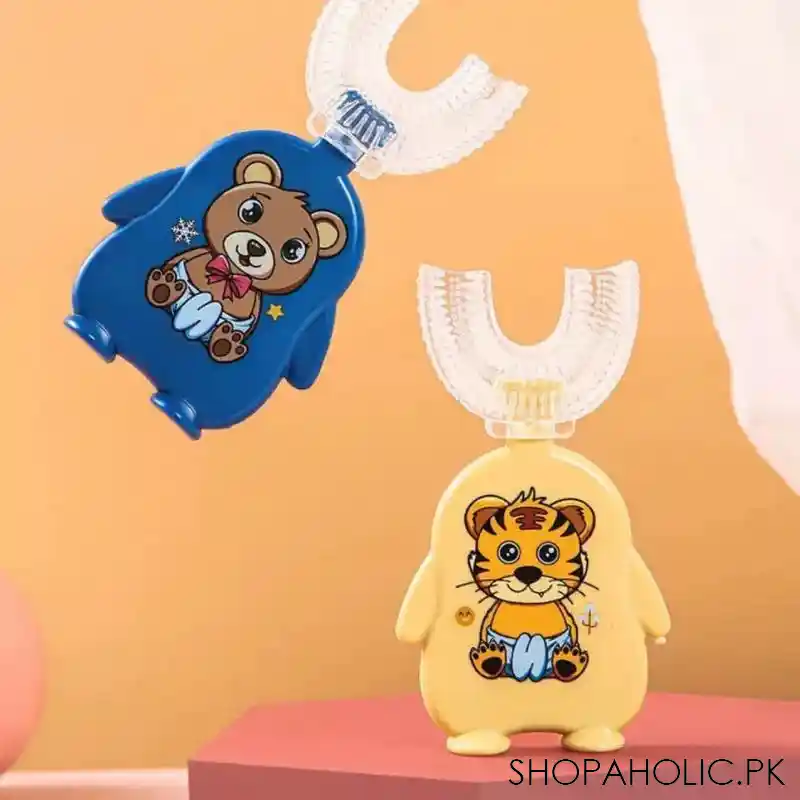 animal pattern kids u shaped silicon toothbrush image3
