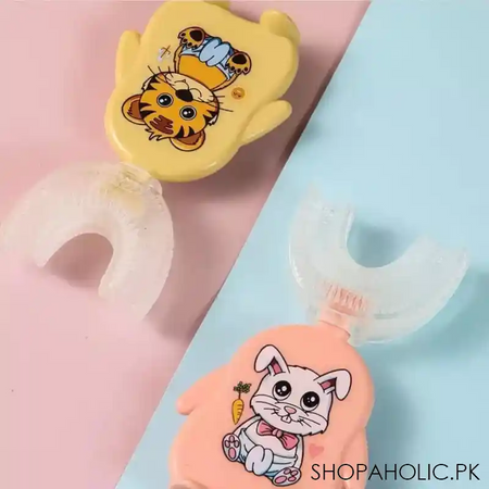 animal pattern kids u shaped silicon toothbrush image4