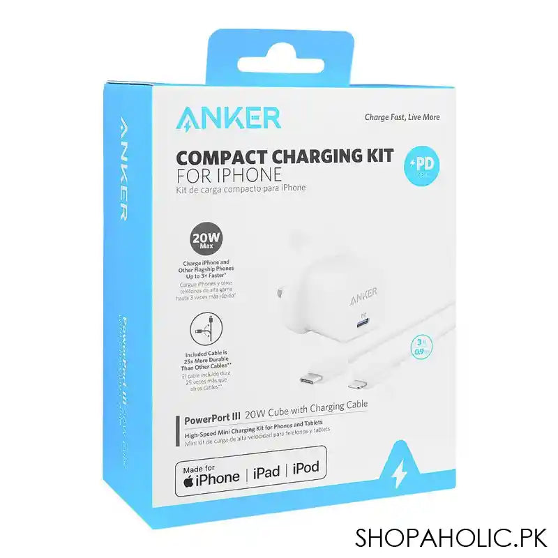 Buy Anker Compact Charger Kit For iPhone 20W in Pakistan – Shopaholic.pk