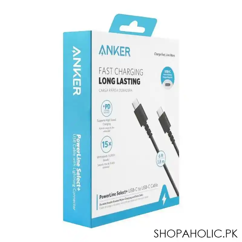 anker fast charging long lasting power line select+ usb c to usb c cable, black, a8033h11, 6ft image2