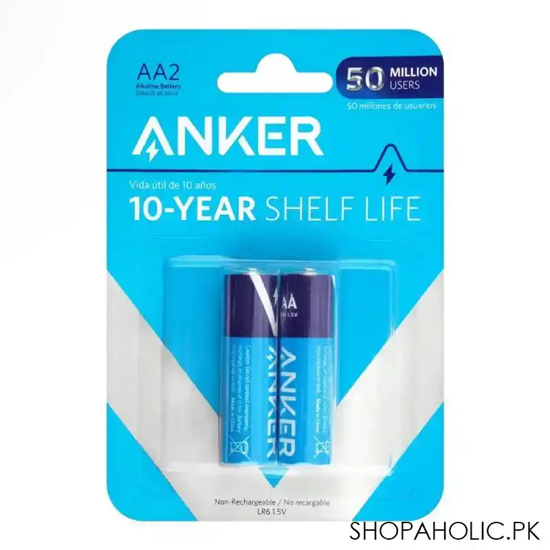 anker long lasting alkaline non rechargeable batteries, aa2, b1810h11 main image