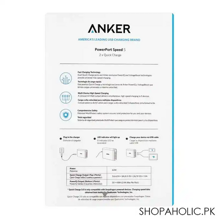 anker power port speed 5 2x quick 5 ports usb charger, black, a2054l11, 63w image3