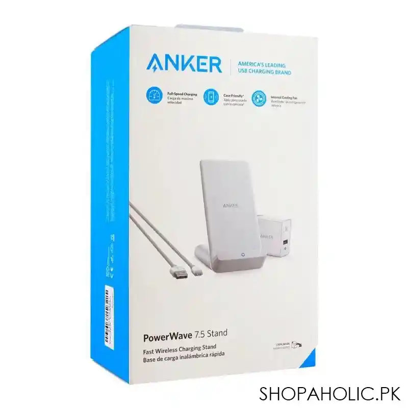 anker power wave 7.5 fast wireless charging stand, white, b2522l22 image4