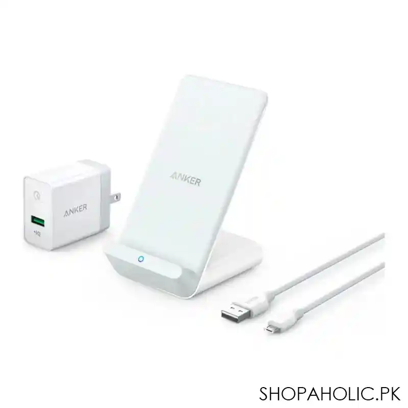 anker power wave 7.5 fast wireless charging stand, white, b2522l22 main image