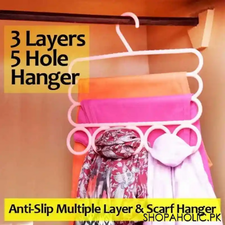 anti slip 3 layers and 5 hole scarf hanger main image