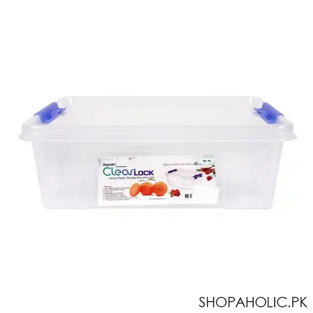 appollo clear lock storage box, large, 10l, blue main image