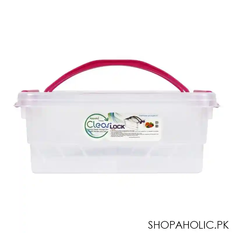 appollo clear lock storage box, small, 5l, pink image2