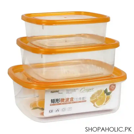 appollo crisper food container, 3 piece set, large orange main image