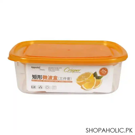 appollo crisper food container, 3 piece set, medium orange image2