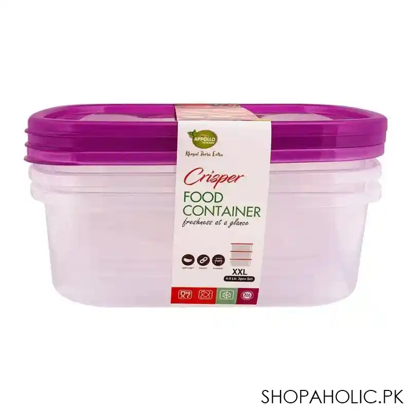 appollo crisper food container 3's set, purple, 4 liters image2