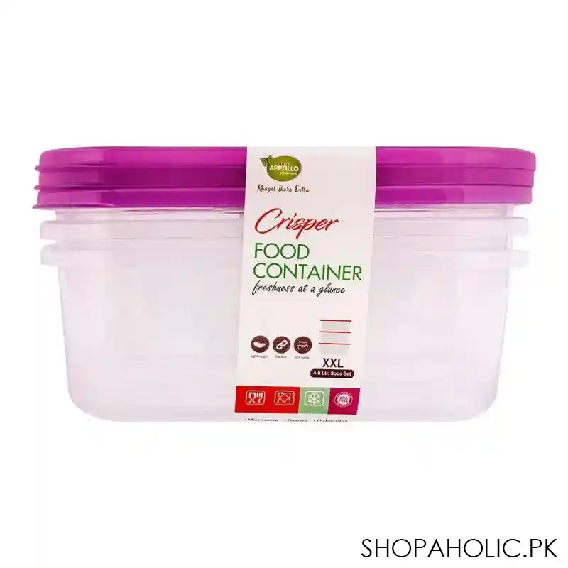 appollo crisper food container 3's set, purple, 4 liters main image