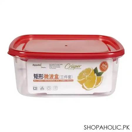 appollo crisper microwave food container, 3 piece set, large, red image2
