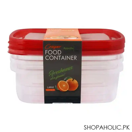 appollo crisper microwave food container, 3 piece set, large, red image3