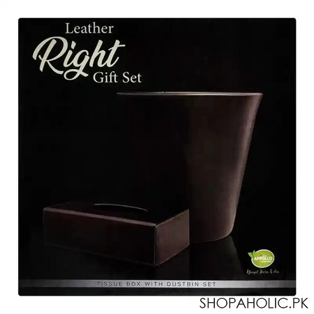 appollo leather right gift set, tissue box with dustbin, brown image2