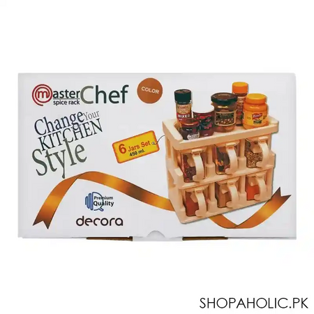 appollo master chef spice rack, 6 jars set, brown image2