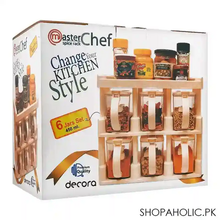appollo master chef spice rack, 6 jars set, brown main image