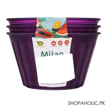 Appollo Milan Bowl, 3-Pack Set, Purple, 250ml - Image 2
